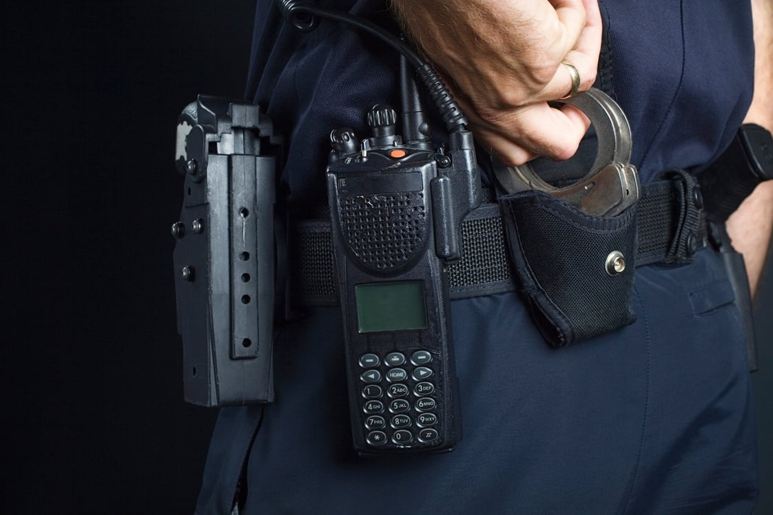 Police officer with handcuffs